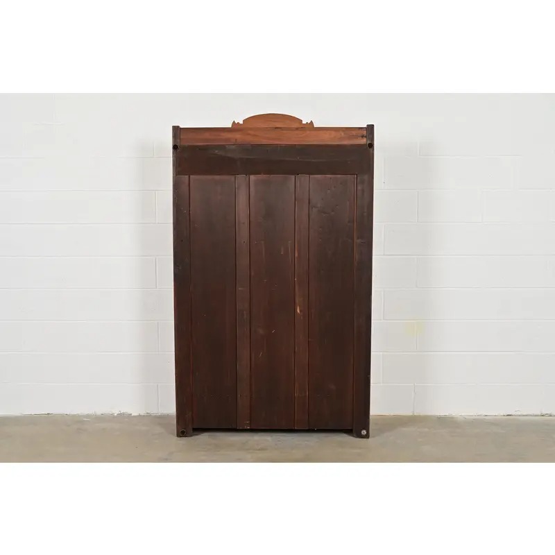 Herter Brothers Style Antique Eastlake Victorian Carved Burled Walnut Bookcase, Circa 1880s - Image 12