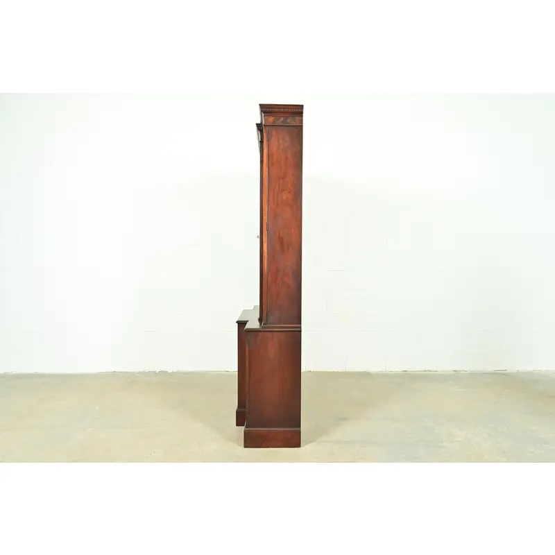 Kittinger Furniture Georgian Flame Mahogany Breakfront Bookcase Cabinet, Circa 1960s - Image 12