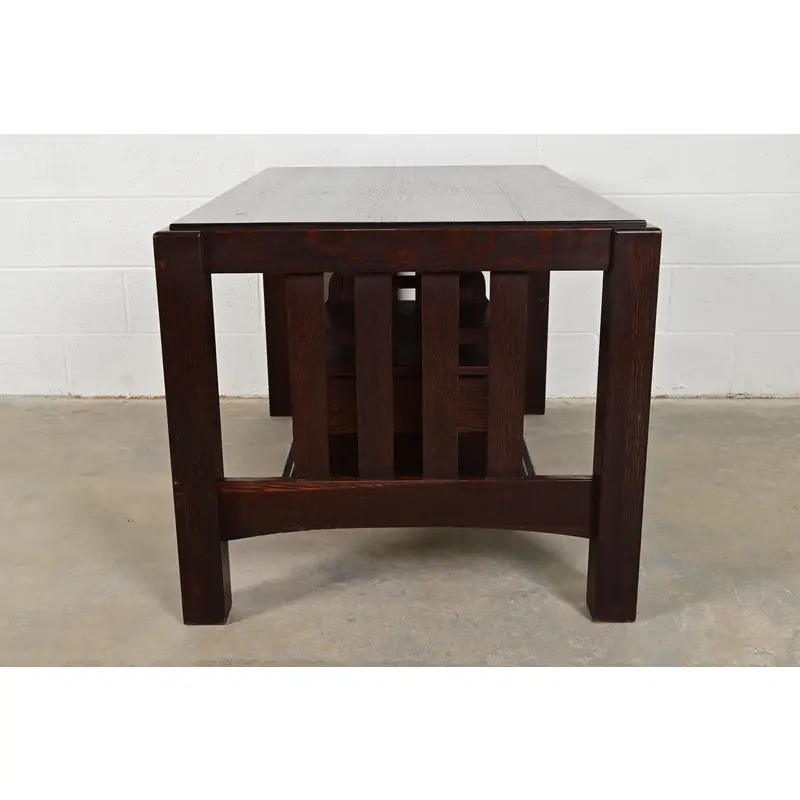 Limbert Style Antique Mission Oak Arts & Crafts Desk or Library Table, Circa 1910 - Image 12