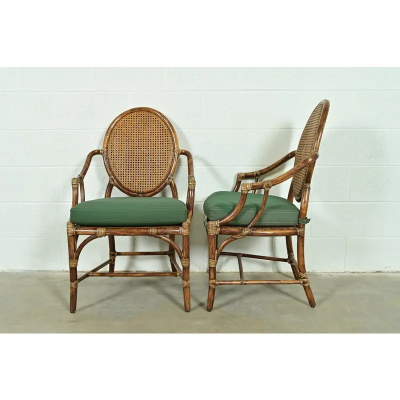 McGuire Hollywood Regency Organic Modern Bamboo and Cane Armchairs, Pair - Image 12