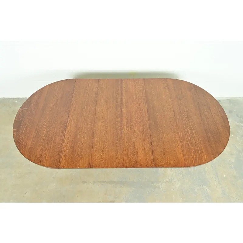 Stickley Brothers Style Antique Mission Oak Arts & Crafts Extension Dining Table, Newly Refinished - Image 12