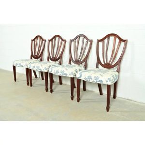 Baker Furniture Historic Charleston Federal Carved Mahogany Shield Back Dining Chairs, Set of Four