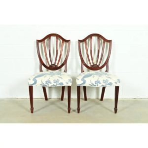 Baker Furniture Historic Charleston Federal Carved Mahogany Shield Back Side Chairs or Dining Chairs, Pair