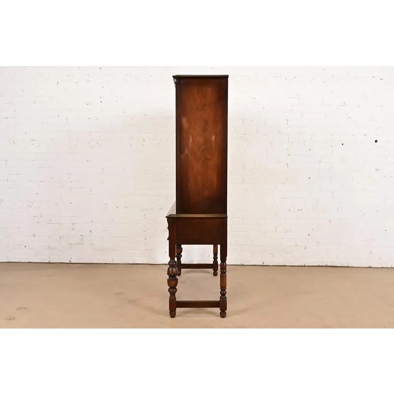 Antique French Renaissance Revival Carved Oak Breakfront Bookcase or Bar Cabinet, Circa 1880s - Image 13