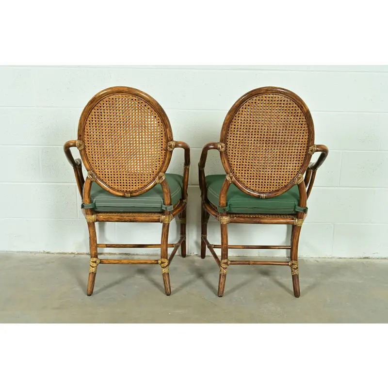 McGuire Hollywood Regency Organic Modern Bamboo and Cane Armchairs, Pair - Image 13