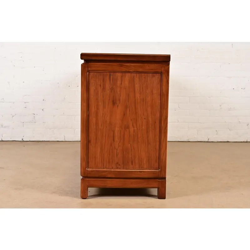 Thomasville Mid-Century Hollywood Regency Chinoiserie Burl Wood Long Dresser or Credenza, Circa 1970s - Image 13