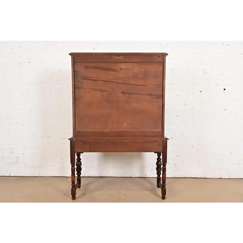 Antique French Renaissance Revival Carved Oak Breakfront Bookcase or Bar Cabinet, Circa 1880s - Image 14