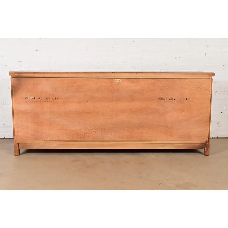 Thomasville Mid-Century Hollywood Regency Chinoiserie Burl Wood Long Dresser or Credenza, Circa 1970s - Image 14
