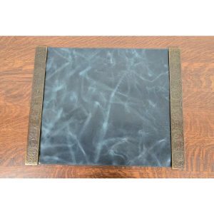 Tiffany Studios New York Zodiac Bronze Blotter Ends With Leather Desk Blotter