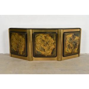 Bernhard Rohne for Mastercraft Acid Etched Brass "Tree of Life" Sideboard Credenza, 1970s