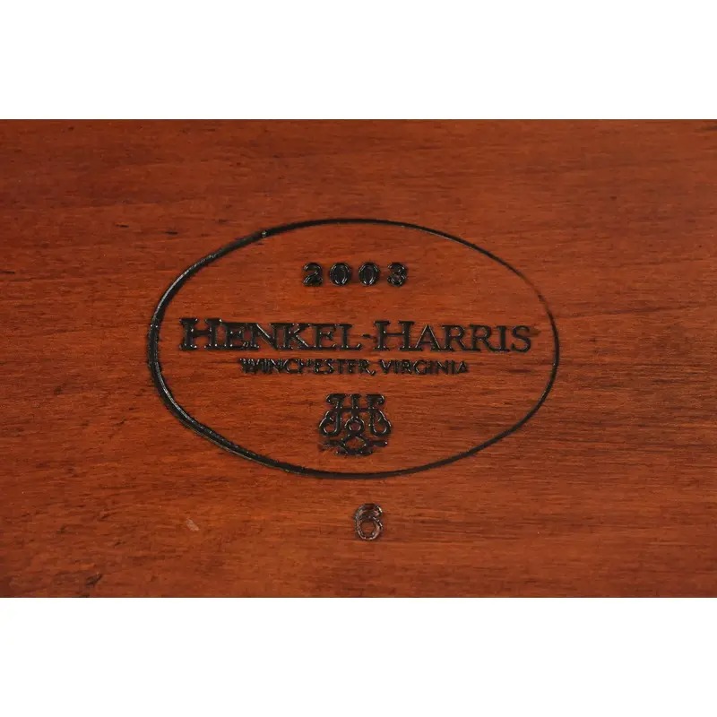 Henkel Harris Georgian Carved Flame Mahogany Lighted Breakfront Bookcase Cabinet - Image 15