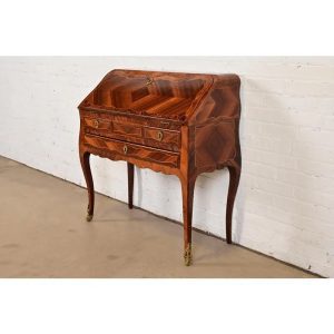 Maison Forest Style Antique French Regency Louis XVI Kingwood and Mahogany Bureau De Pente Ladies Writing Desk, Circa 1900