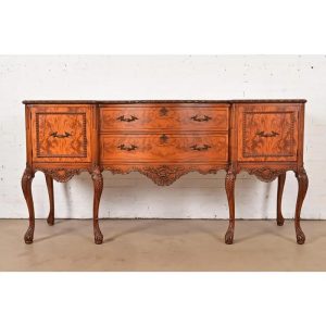 Romweber French Provincial Louis XV Burl Wood Sideboard or Bar Cabinet, Circa 1920s