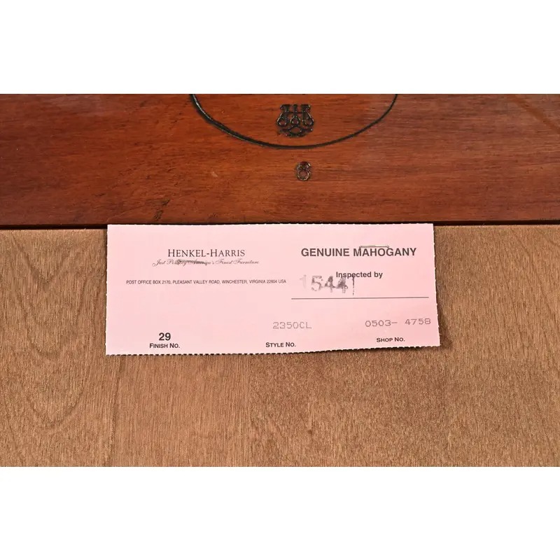 Henkel Harris Georgian Carved Flame Mahogany Lighted Breakfront Bookcase Cabinet - Image 16