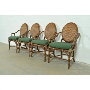 McGuire Hollywood Regency Organic Modern Bamboo and Cane Armchairs, Set of Four