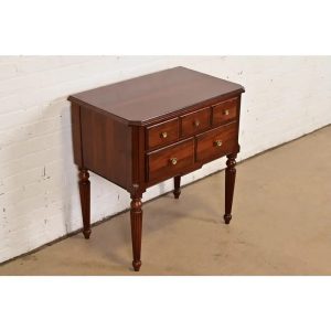 Ethan Allen French Regency Louis XVI Carved Cherry Wood Bedside Chest