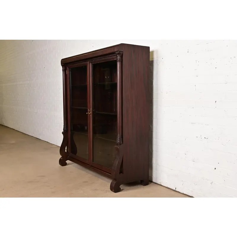 R. J. Horner Style American Empire Carved Mahogany Double Bookcase, Circa 1890s - Image 2