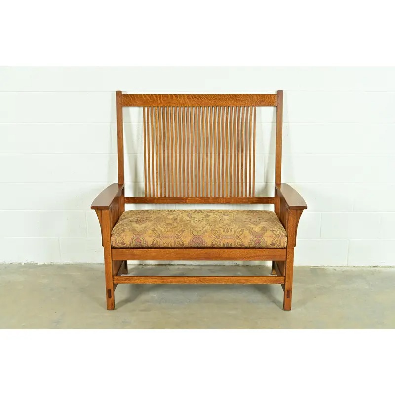 Stickley Mission Oak Arts & Crafts Spindle Bench or Settee - Image 2