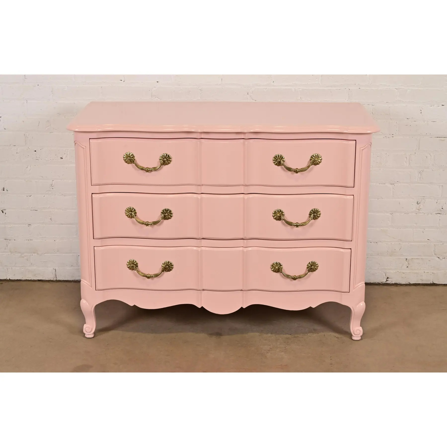Bodart French Provincial Louis XV Pink Lacquered Dresser Chest, Newly Refinished - Image 2