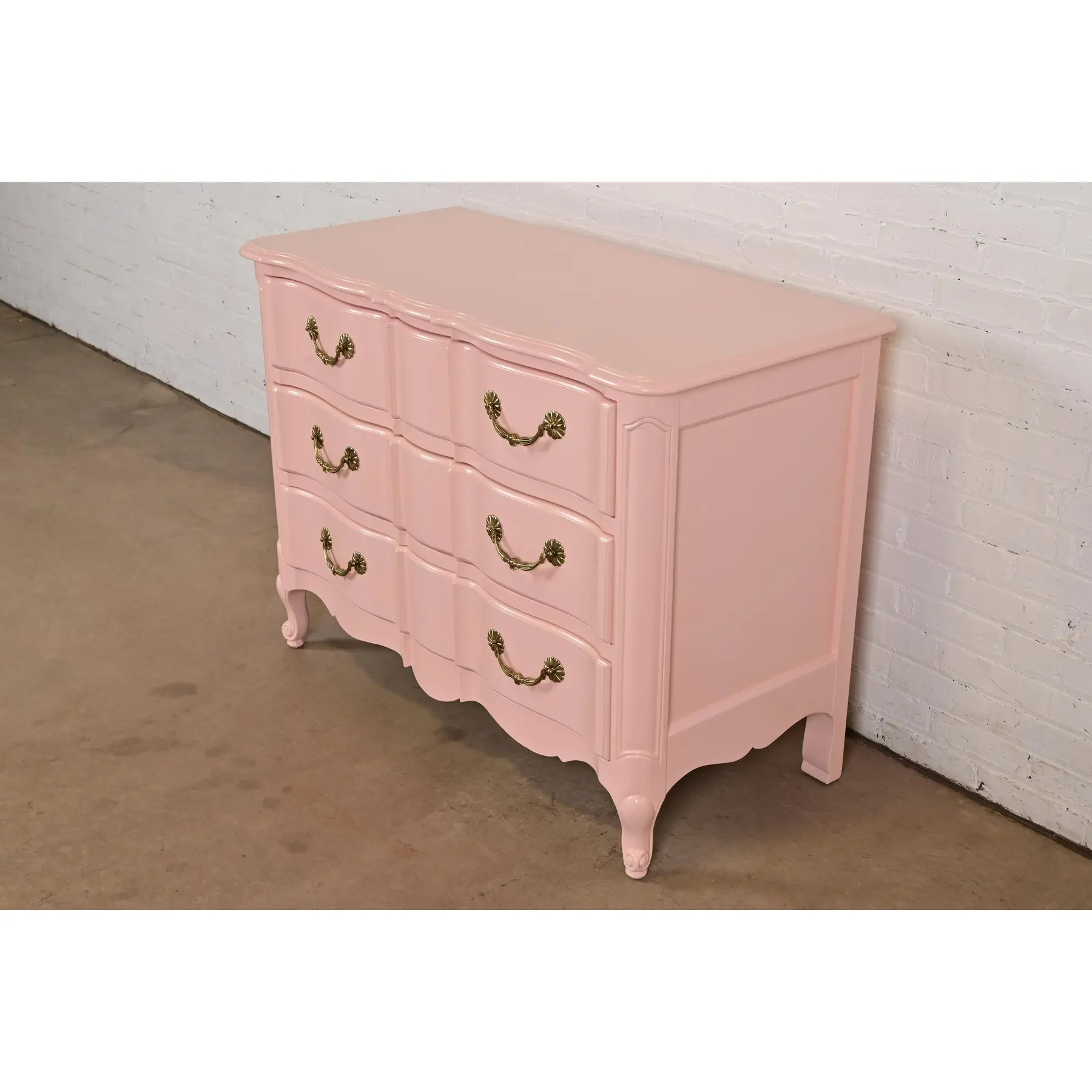 Bodart French Provincial Louis XV Pink Lacquered Dresser Chest, Newly Refinished - Image 3