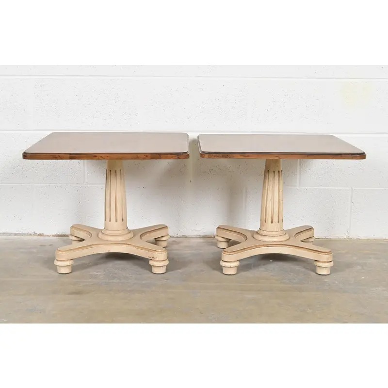 Heritage Furniture Regency Walnut Pedestal Tea Tables or Occasional Side Tables, Pair - Image 3