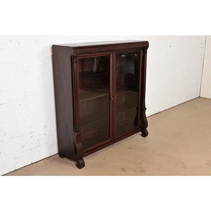 R. J. Horner Style American Empire Carved Mahogany Double Bookcase, Circa 1890s - Image 3