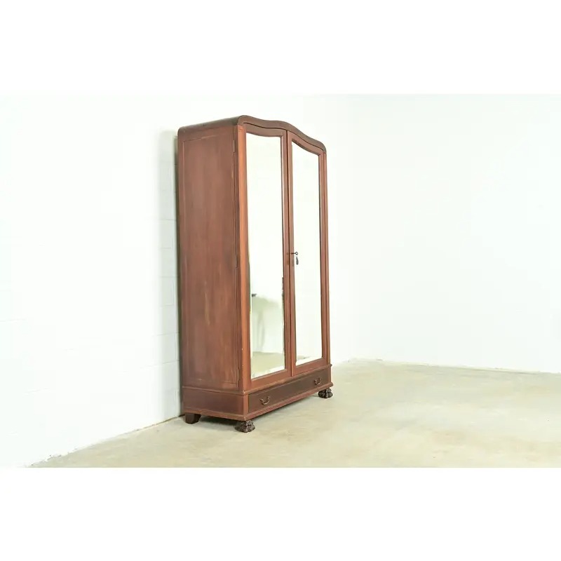 R. J. Horner Victorian Mahogany Mirror Front Armoire Dresser or Linen Press, Circa 1890s - Image 3