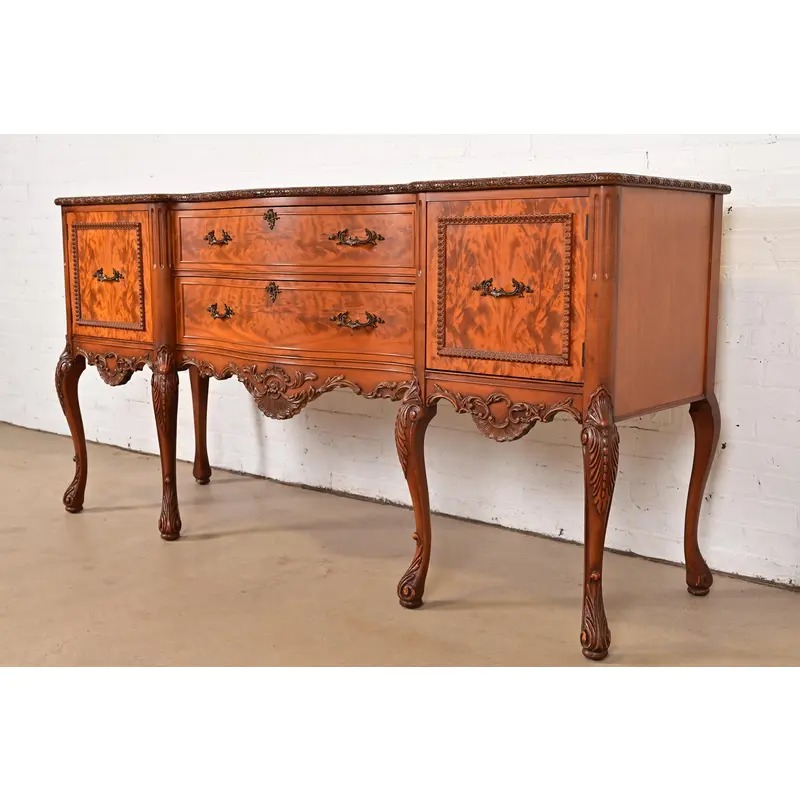 Romweber French Provincial Louis XV Burl Wood Sideboard or Bar Cabinet, Circa 1920s - Image 3