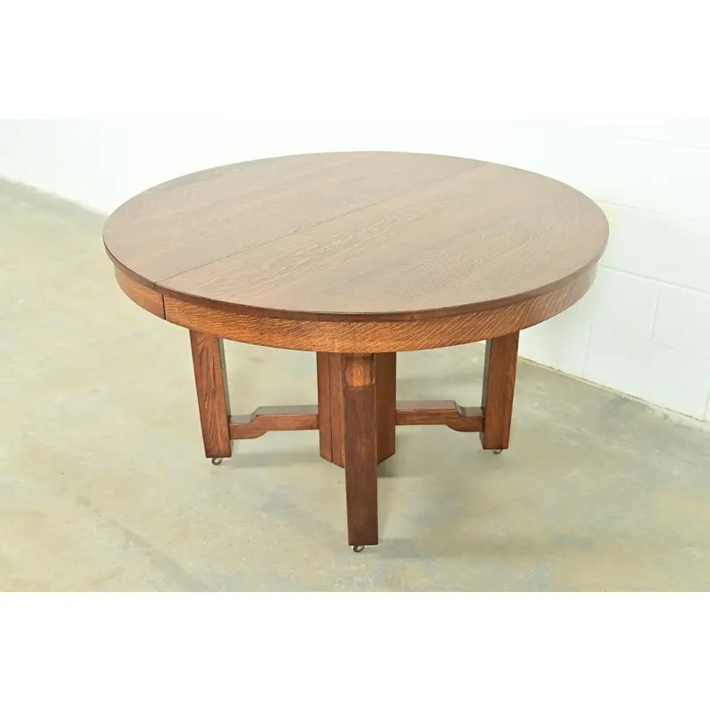 Stickley Brothers Style Antique Mission Oak Arts & Crafts Extension Dining Table, Newly Refinished - Image 3