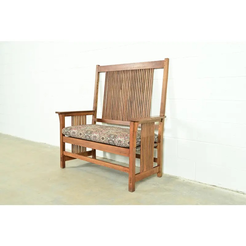 Stickley Mission Oak Arts & Crafts Spindle Bench or Settee - Image 3