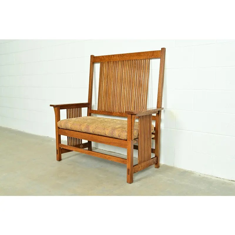 Stickley Mission Oak Arts & Crafts Spindle Bench or Settee - Image 3