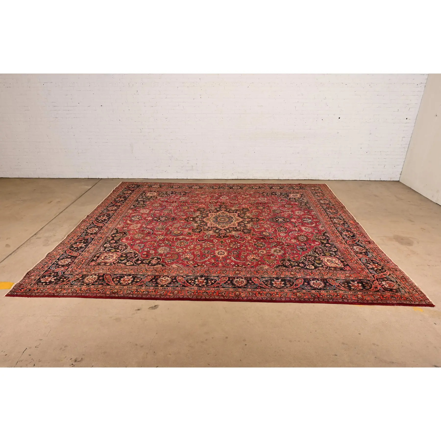 Makhmalbaf Signed Fine Hand-Woven Persian Ghom Room Size Wool Rug, Circa 1940s - Image 2