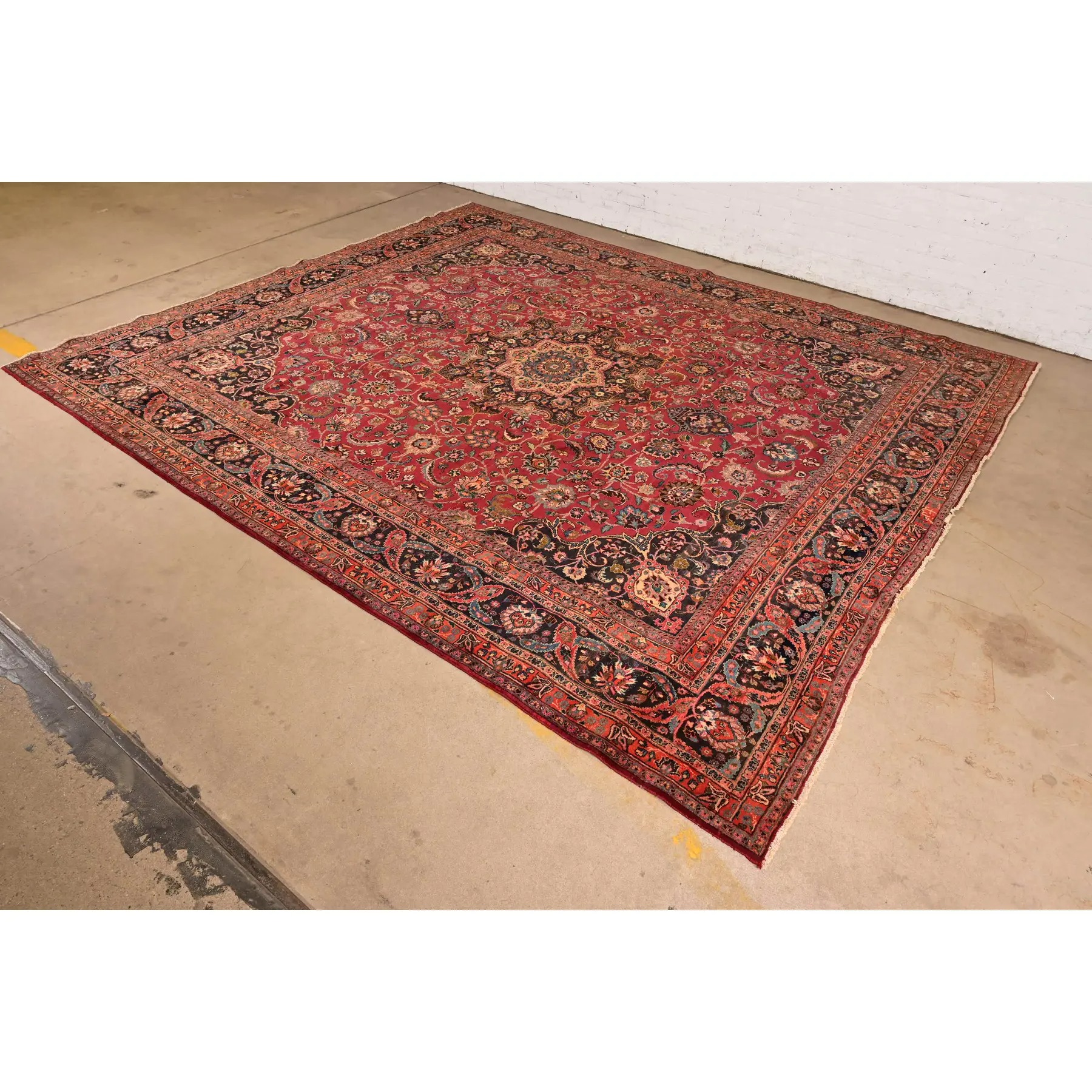 Makhmalbaf Signed Fine Hand-Woven Persian Ghom Room Size Wool Rug, Circa 1940s - Image 3