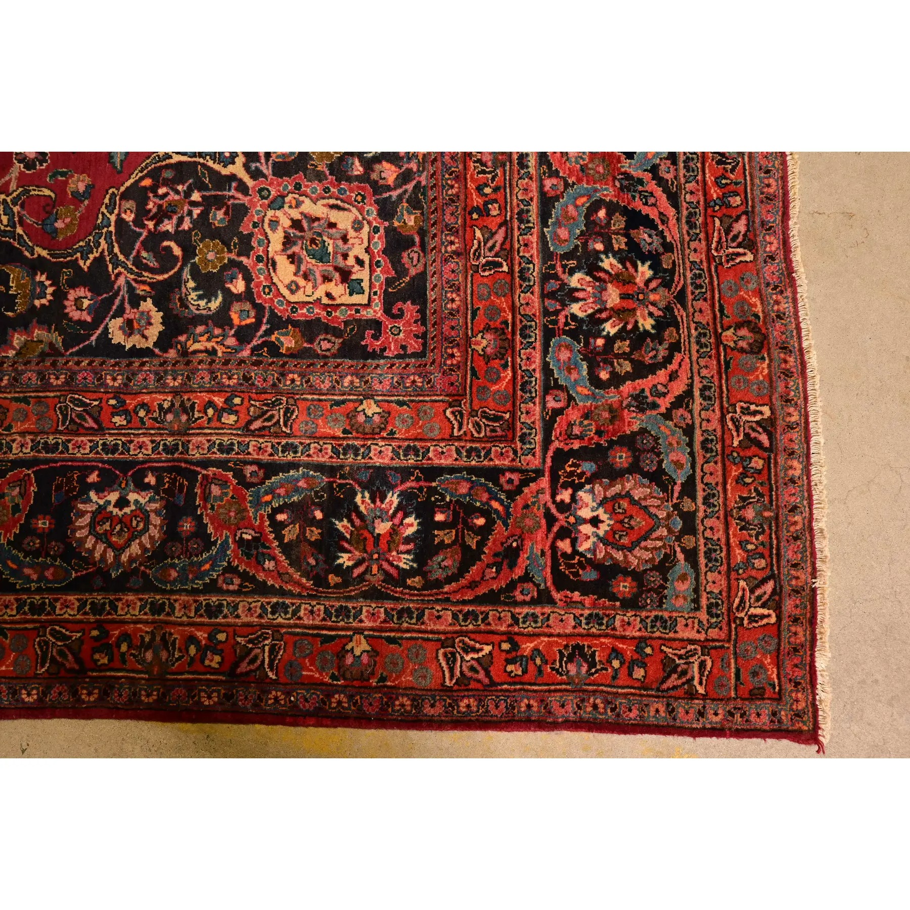 Makhmalbaf Signed Fine Hand-Woven Persian Ghom Room Size Wool Rug, Circa 1940s - Image 8