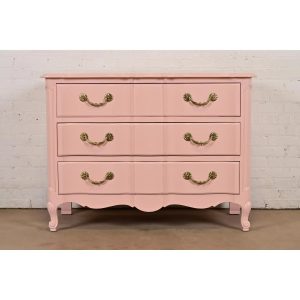 Bodart French Provincial Louis XV Pink Lacquered Dresser Chest, Newly Refinished