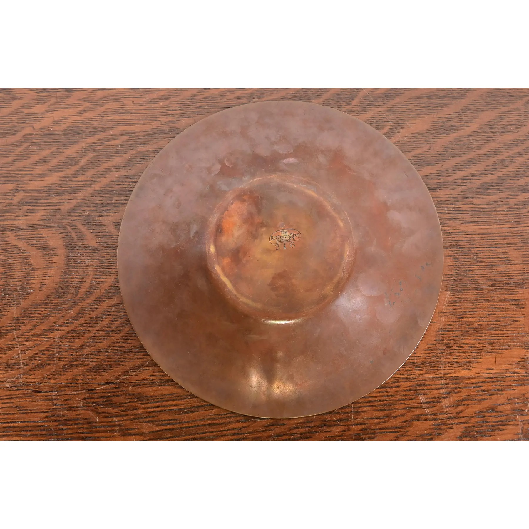 Art Crafts Shop Antique Hammered Copper and Enamel Plate, Circa 1905 - Image 8