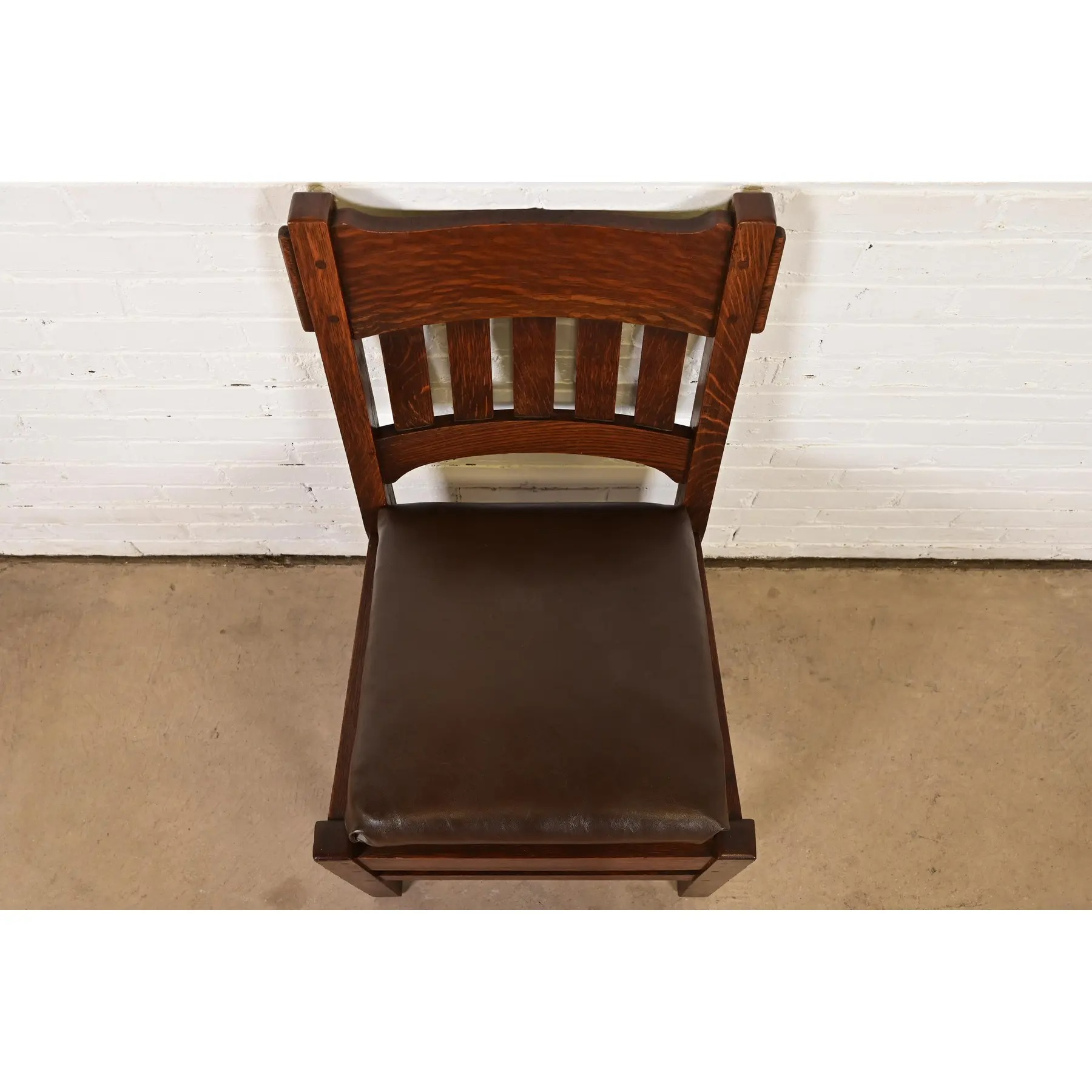 Stickley Brothers Style Antique Mission Oak Arts & Crafts Side Chair or Desk Chair, Circa 1910 - Image 5