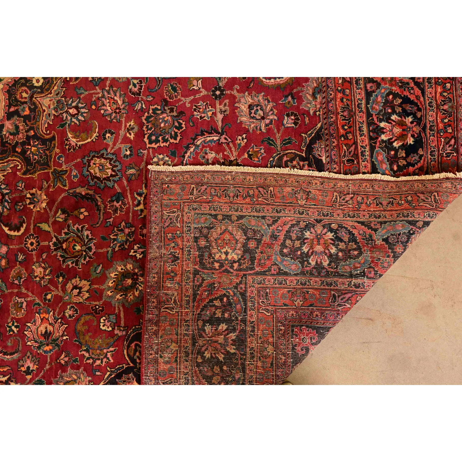 Makhmalbaf Signed Fine Hand-Woven Persian Ghom Room Size Wool Rug, Circa 1940s - Image 10