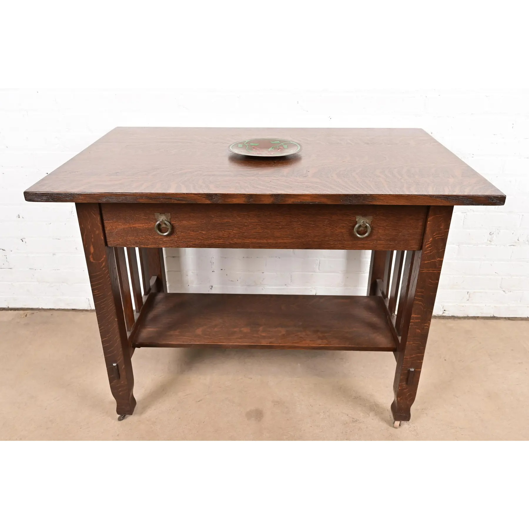 Art Crafts Shop Antique Hammered Copper and Enamel Plate, Circa 1905 - Image 10