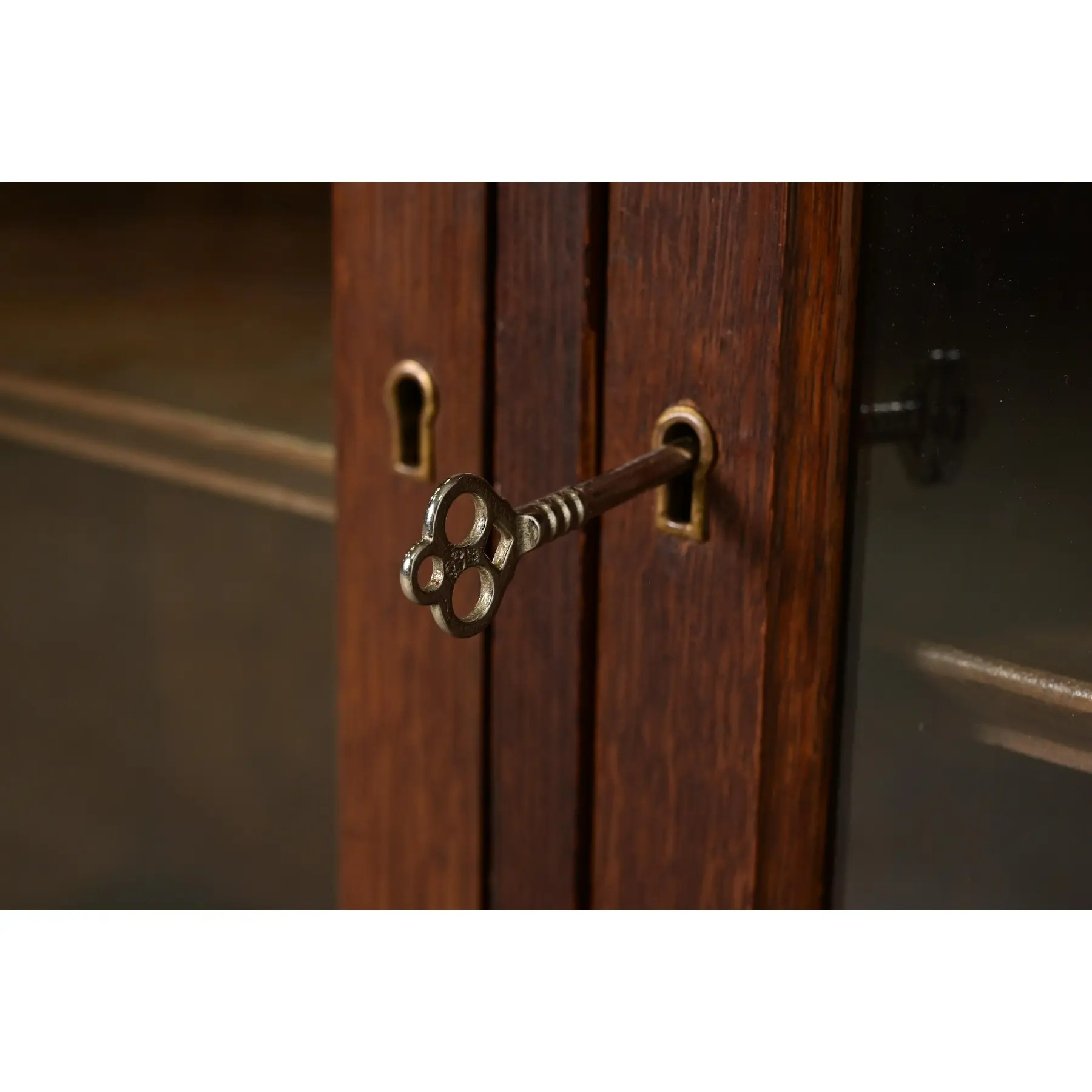 Limbert Style Antique Mission Oak Arts and Crafts Triple Bookcase Cabinet, Circa 1900 - Image 7