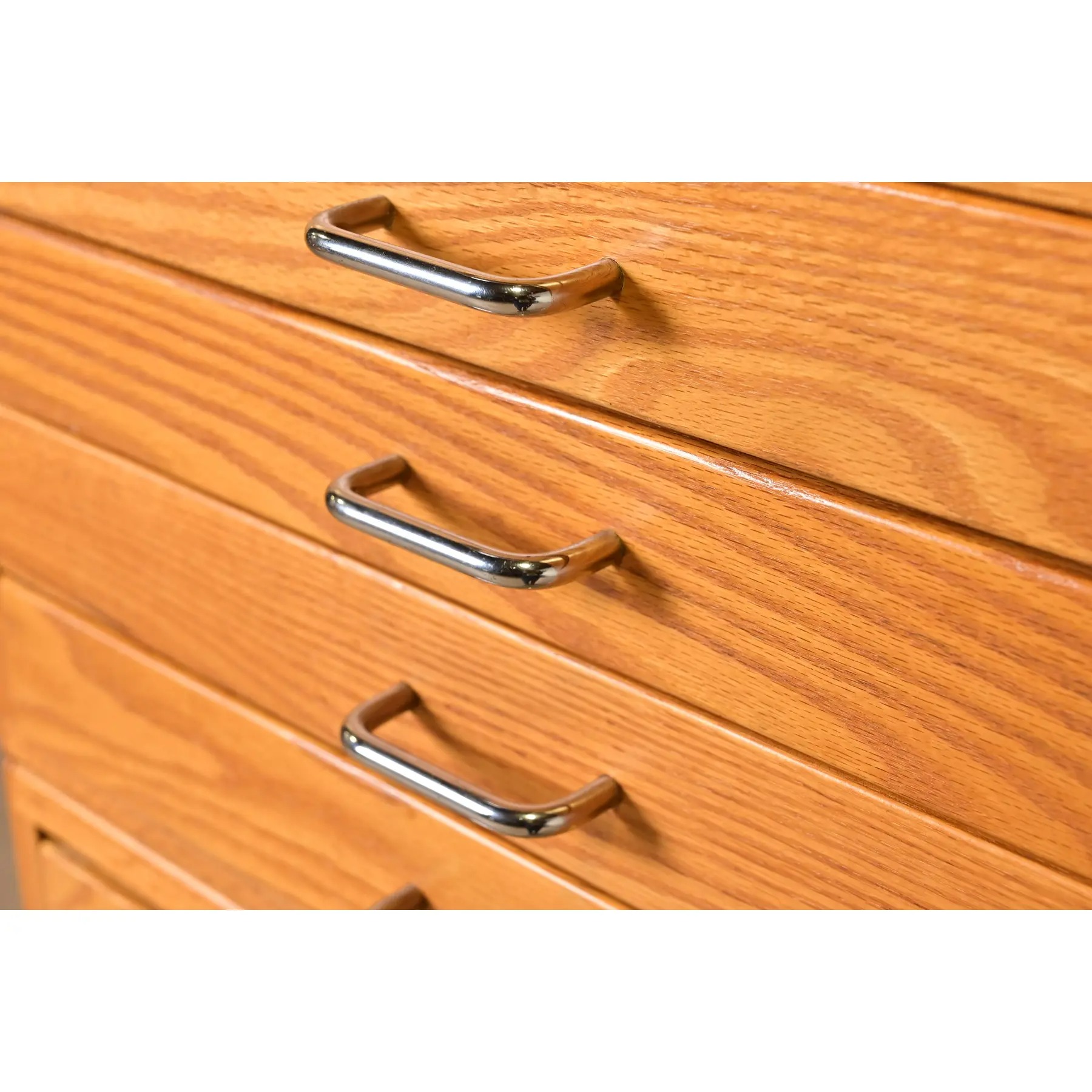 Mid-Century Modern Oak 15-Drawer Architect's Blueprint Flat File Cabinet - Image 7