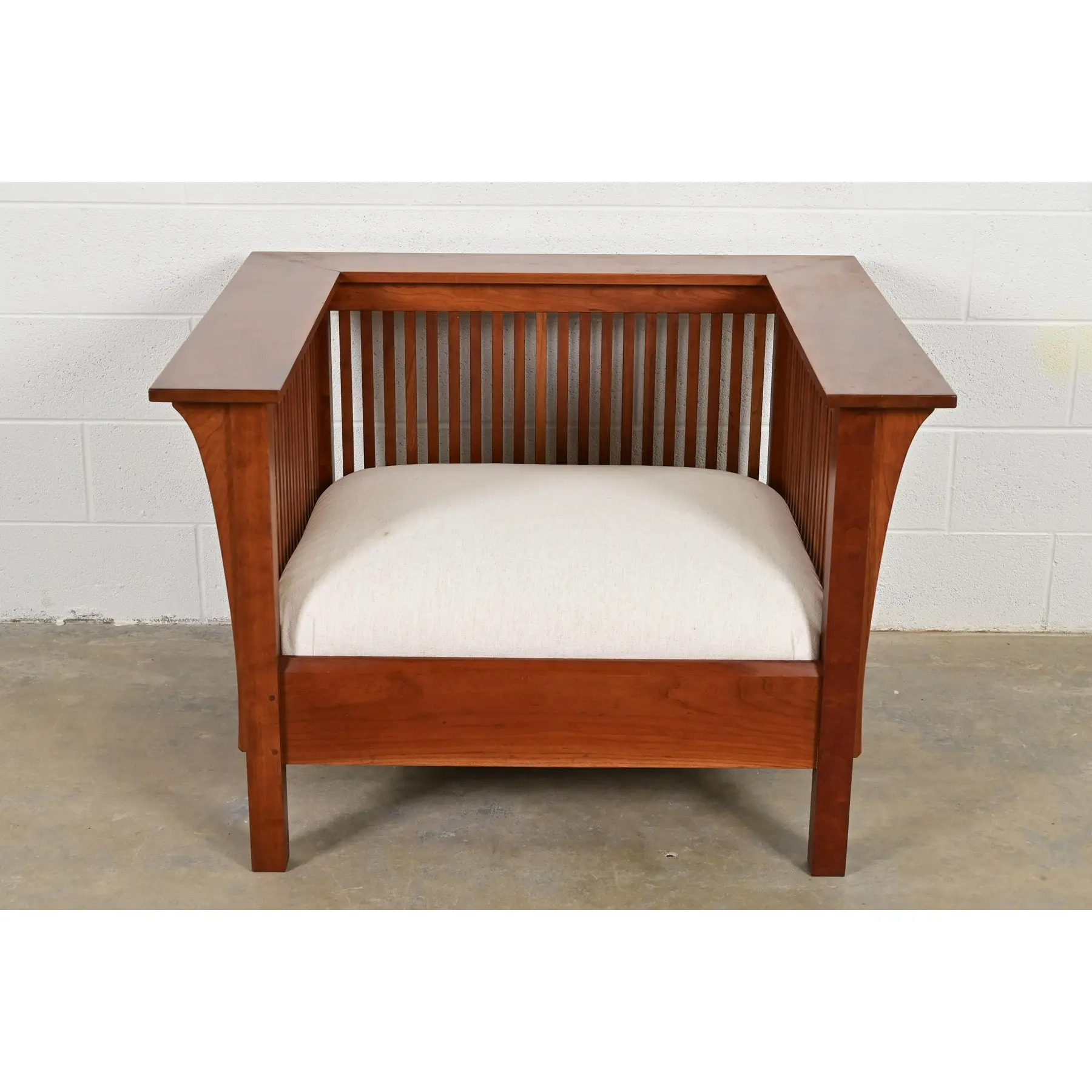 Stickley Mission Arts & Crafts Cherry Wood Spindle Lounge Chair, Newly Upholstered - Image 6