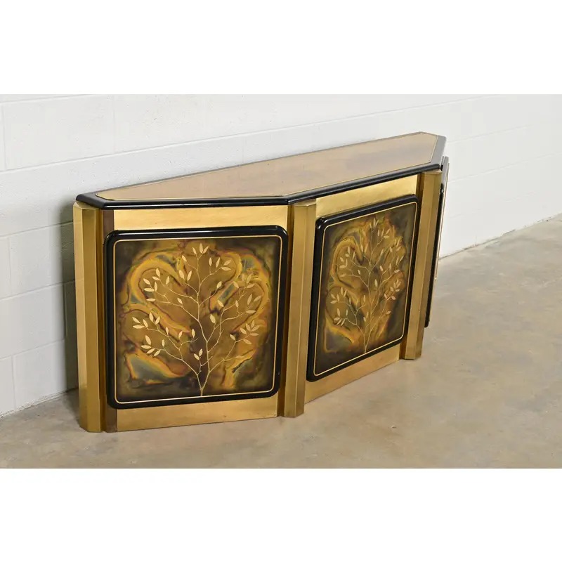 Bernhard Rohne for Mastercraft Acid Etched Brass "Tree of Life" Sideboard Credenza, 1970s - Image 4