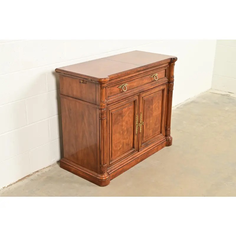 Drexel Heritage French Regency Louis XVI Burled Walnut Flip Top Server or Bar Cabinet, Circa 1960s - Image 4