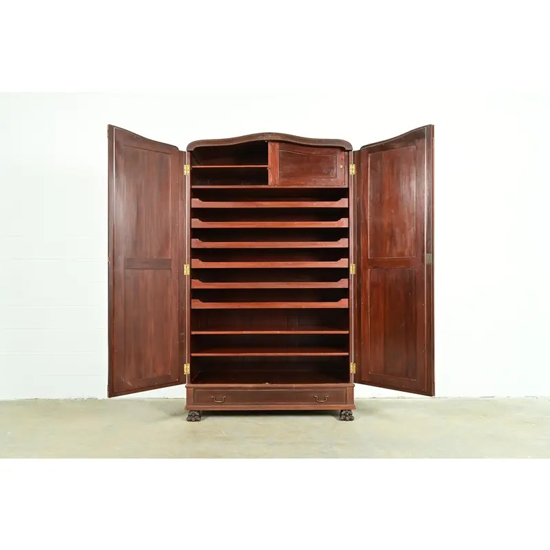 R. J. Horner Victorian Mahogany Mirror Front Armoire Dresser or Linen Press, Circa 1890s - Image 4