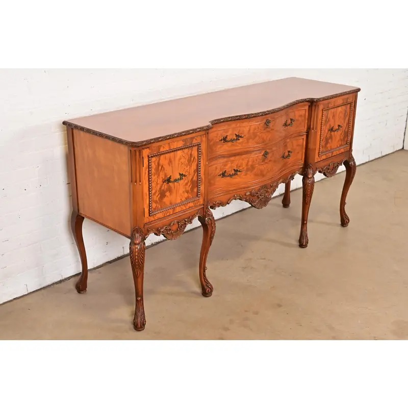 Romweber French Provincial Louis XV Burl Wood Sideboard or Bar Cabinet, Circa 1920s - Image 4