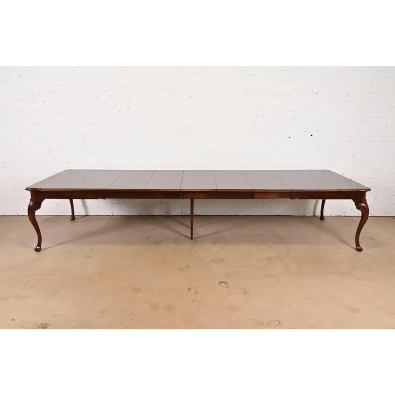 Saybolt Cleland Georgian Burled Walnut Monumental Extension Dining Table, Newly Refinished - Image 4