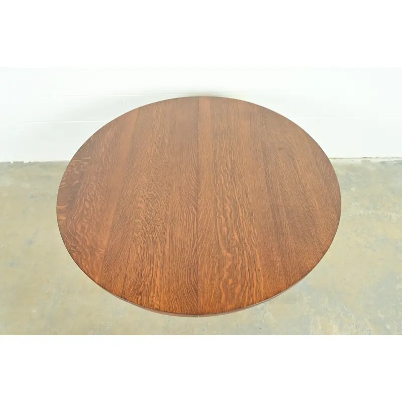 Stickley Brothers Style Antique Mission Oak Arts & Crafts Extension Dining Table, Newly Refinished - Image 4