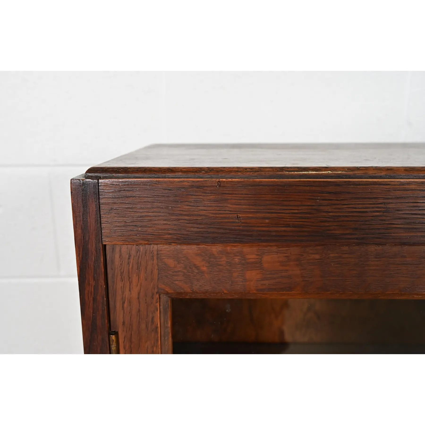 Limbert Style Antique Mission Oak Arts and Crafts Triple Bookcase Cabinet, Circa 1900 - Image 8