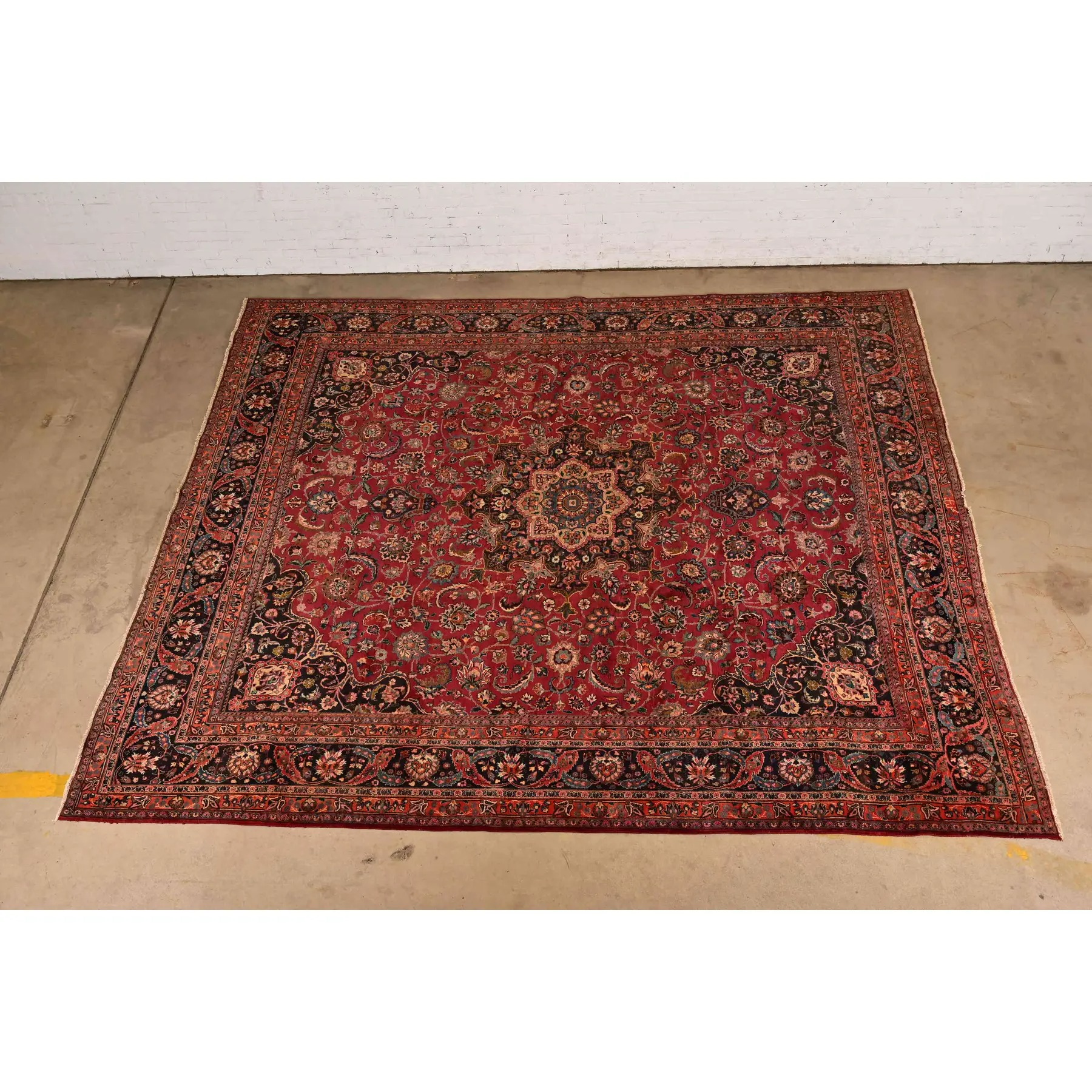 Makhmalbaf Signed Fine Hand-Woven Persian Ghom Room Size Wool Rug, Circa 1940s